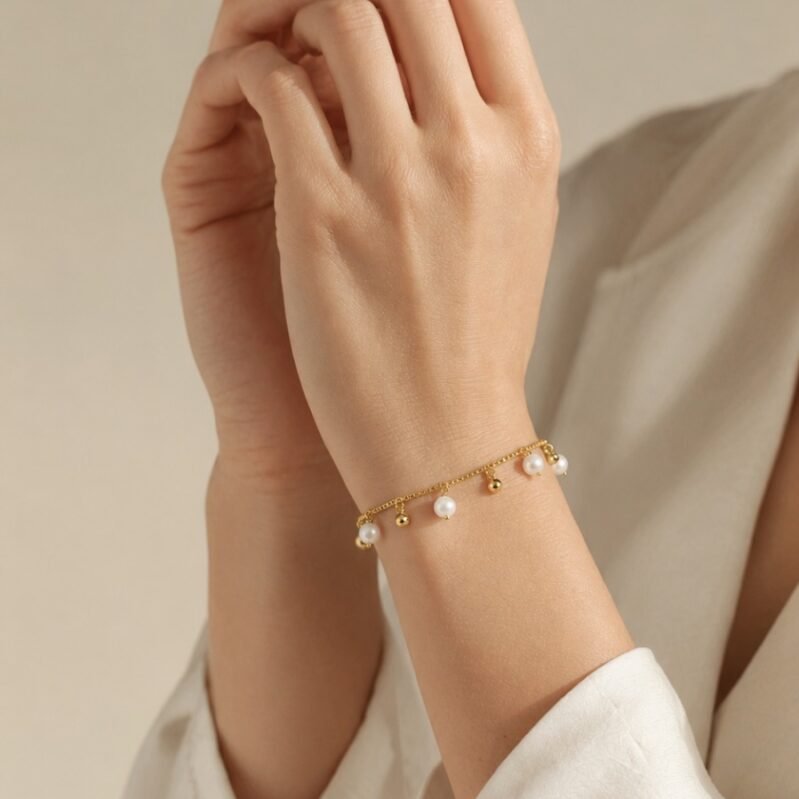 White Freshwater Pearl Adjustable Bracelet