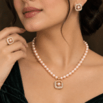 Pink Pearl Jewellery Set with Ring